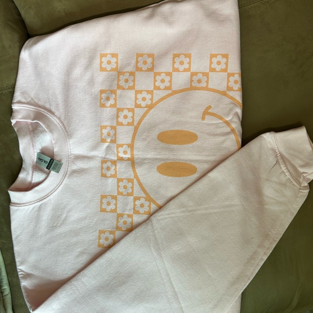 Pastel Pink Smiley Sweatshirt NWOT